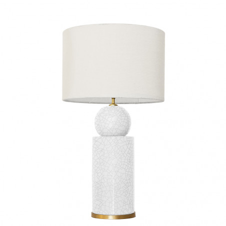 1838 - Ceramic lamp, sack style shade and gold coloured base (67cm height)