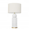 1838 - Ceramic lamp, sack style shade and gold coloured base (67cm height)