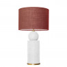 1838 - Ceramic lamp, sack style shade and gold coloured base (67cm height)