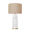 1838 - Ceramic lamp, sack style shade and gold coloured base (67cm height)