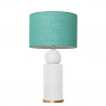 1838 - Ceramic lamp, sack style shade and gold coloured base (67cm height)