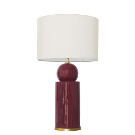 1838 - Ceramic lamp, sack style shade and gold coloured base (67cm height)