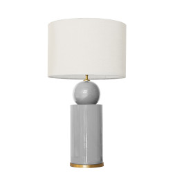 1838 - Ceramic lamp, sack style shade and gold coloured base (67cm height)