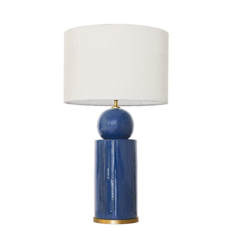 1838 - Ceramic lamp, sack style shade and gold coloured base (67cm height)