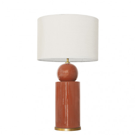 1838 - Ceramic lamp, sack style shade and gold coloured base (67cm height)