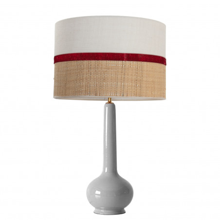 1779 - Lamp and Sack, Raffia and velvet strip (75cm height)