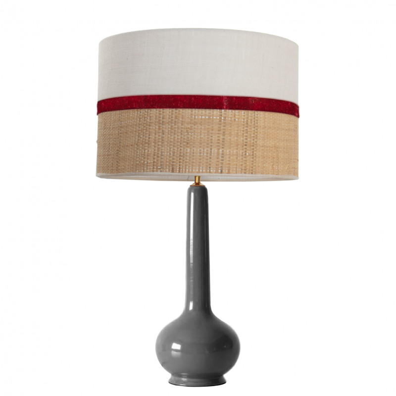 1779 - Lamp and Sack, Raffia and velvet strip (75cm height)