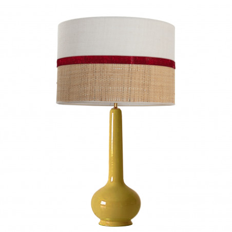 1779 - Lamp and Sack, Raffia and velvet strip (75cm height)