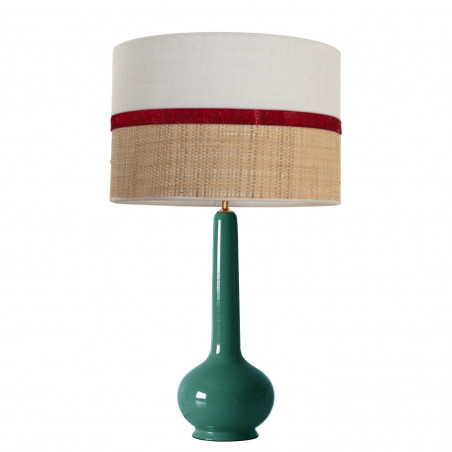 1779 - Lamp and Sack, Raffia and velvet strip (75cm height)