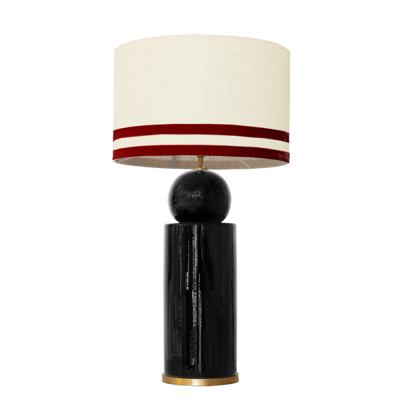 1837 - Lamp and Linen Svel Toasted Shade, velvet, gold base (77cm height).