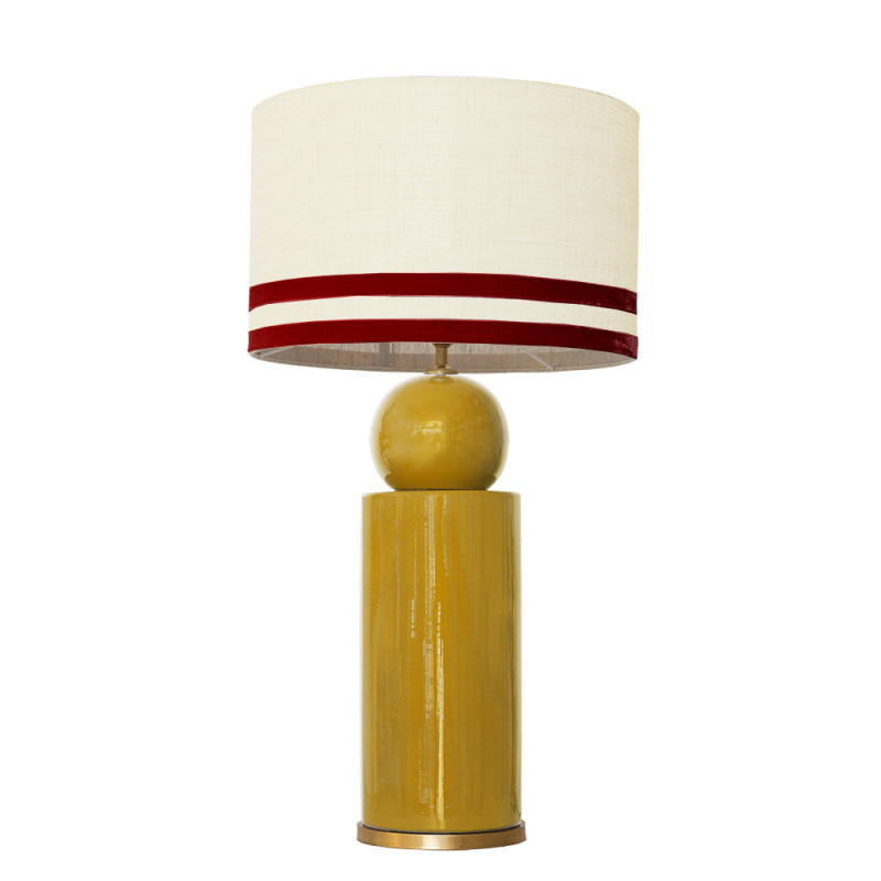 1837 - Lamp and Linen Svel Toasted Shade, velvet, gold base (77cm height).