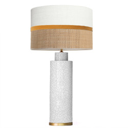 1725 - Large lamp with golden base and Rafia Shade (80cm height)