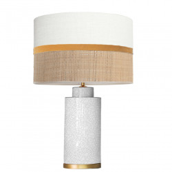 1728 - Lamp and Sack, Velvet and Raffia Shade (61cm height) Gold base flat design.