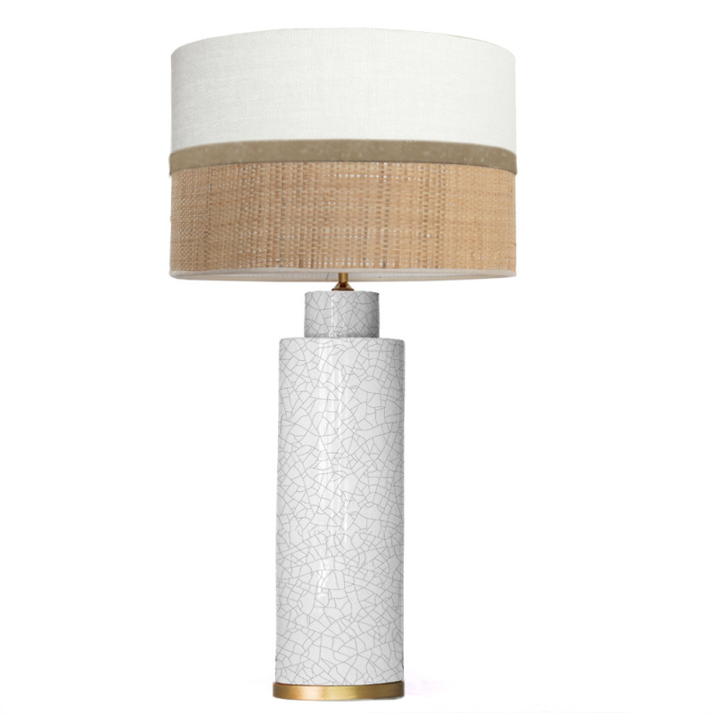 1725 - Large lamp with golden base and Rafia Shade (80cm height)