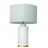 1728 - Small lamp, Linen style shade and gold coloured base (61cm height)