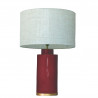 1728 - Small lamp, Linen style shade and gold coloured base (61cm height)