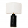 1728 - Small lamp, Linen style shade and gold coloured base (61cm height)