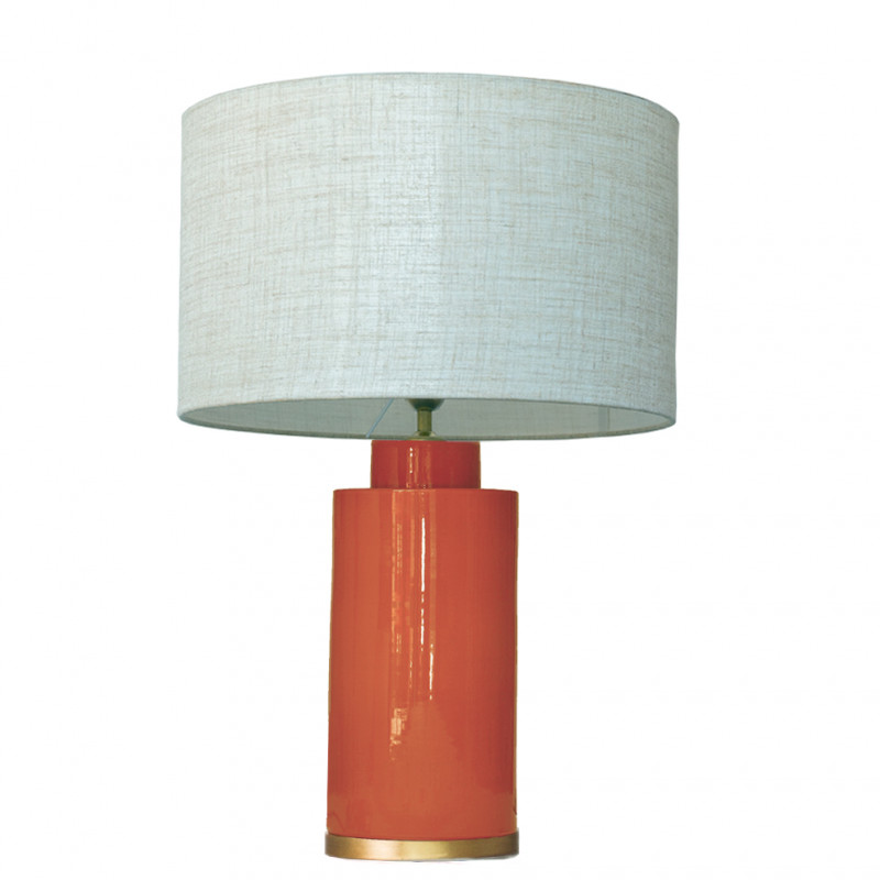 1728 - Small lamp, Linen style shade and gold coloured base (61cm height)