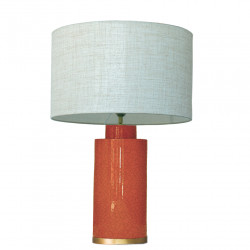 1728 - Small lamp, Linen style shade and gold coloured base (61cm height)