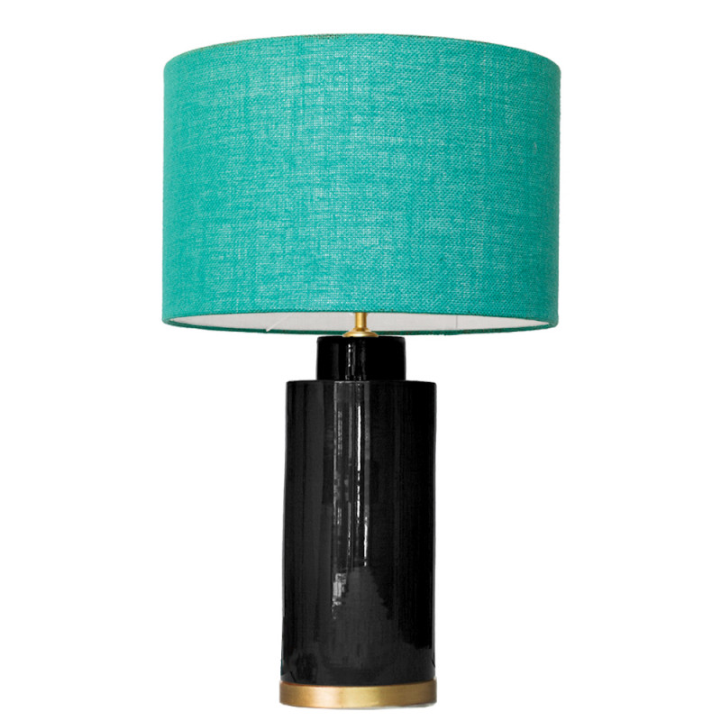 1727 - Lamp and Sack Shade (67cm height) Gold base flat design.