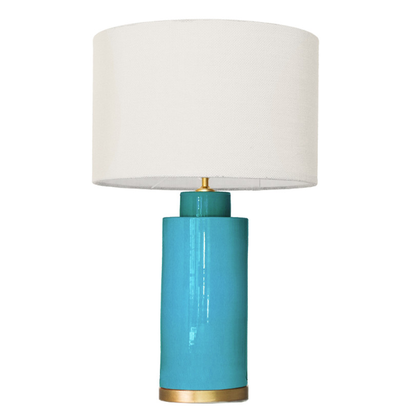 1727 - Lamp and Sack Shade (67cm height) Gold base flat design.