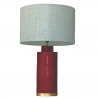 1727 - Lamp and Linen Shade (67cm height) Gold base flat design.