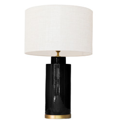 1727 - Lamp and Linen Shade (67cm height) Gold base flat design.