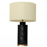 1727 - Lamp and Linen Shade (67cm height) Gold base flat design.