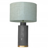 1727 - Lamp and Linen Shade (67cm height) Gold base flat design.