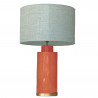 1727 - Lamp and Linen Shade (67cm height) Gold base flat design.