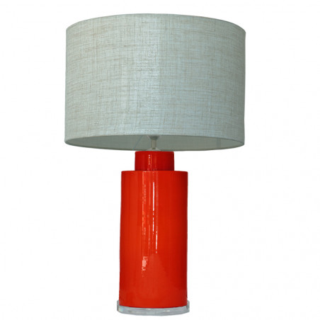 1727 - Lampara con pantalla Lino y peana metacrilato(67cm alto)