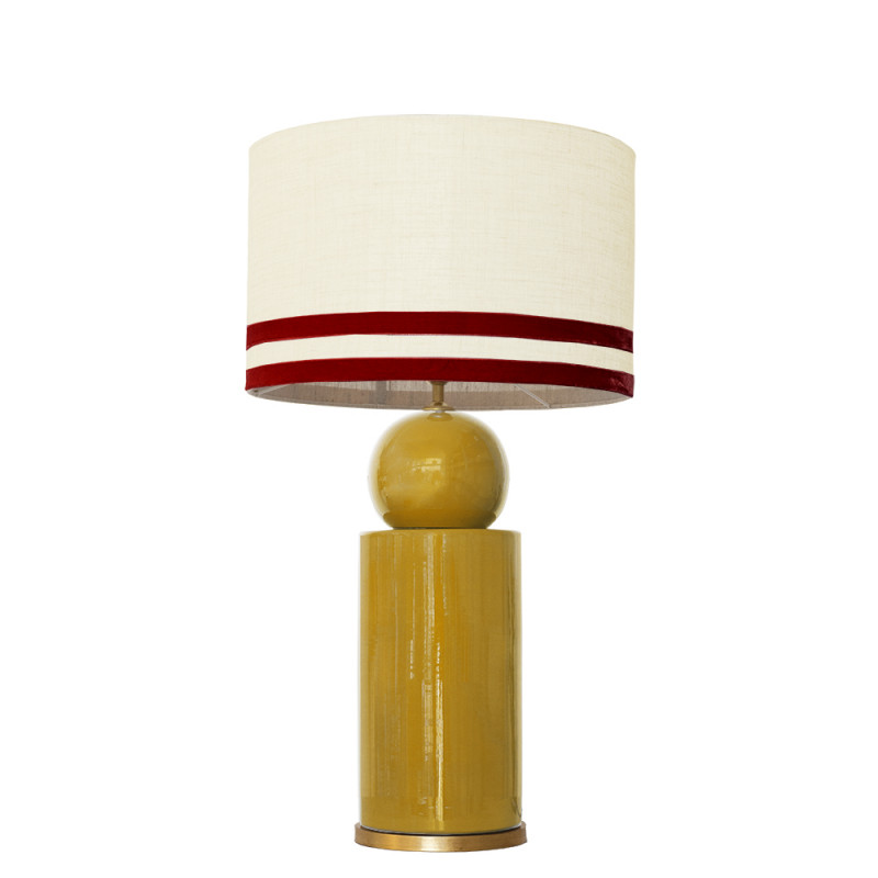 1838 - Lamp and Linen Svel Toasted Shade, velvet, gold base (67cm height).