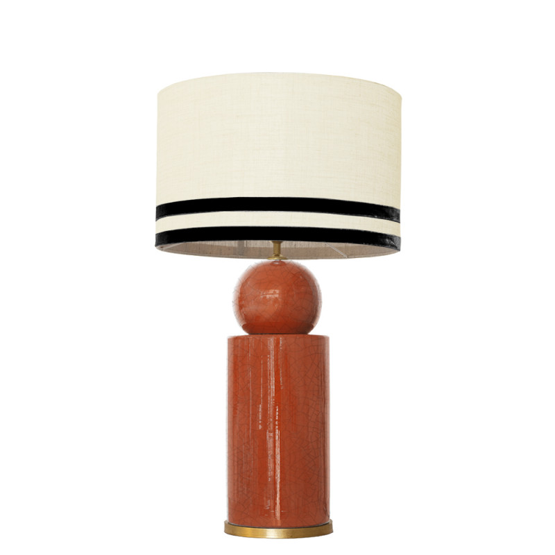 1838 - Lamp and Linen Svel Toasted Shade, velvet, gold base (67cm height).