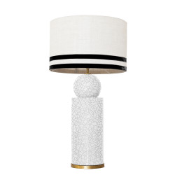 1837 - Lamp and Linen Svel White Shade, velvet, gold base (77cm height).