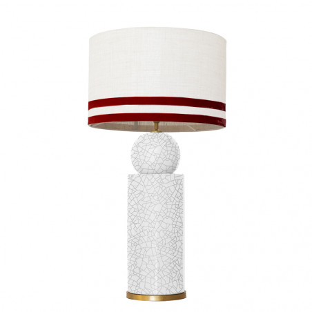 1837 - Lamp and Linen Svel White Shade, velvet, gold base (77cm height).