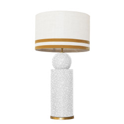 1837 - Lamp and Linen Svel White Shade, velvet, gold base (77cm height).