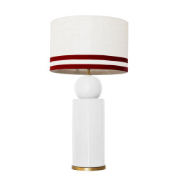 1837 - Lamp and Linen Svel White Shade, velvet, gold base (77cm height).