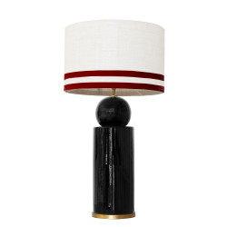 1837 - Lamp and Linen Svel White Shade, velvet, gold base (77cm height).