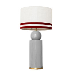 1837 - Lamp and Linen Svel White Shade, velvet, gold base (77cm height).