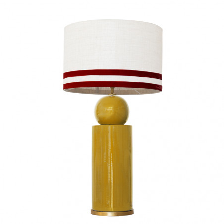 1837 - Lamp and Linen Svel White Shade, velvet, gold base (77cm height).