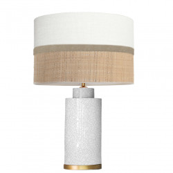 1728 - Lamp and Sack, Velvet and Raffia Shade (61cm height) Gold base flat design.