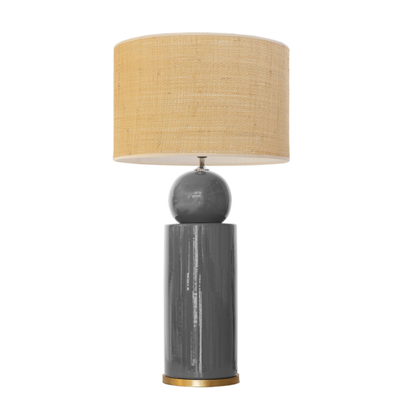 1837 - Lamp and Rafia Shade (Altura 77 cm)