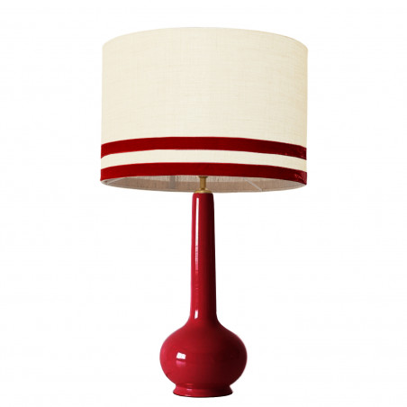 1779 -  Lamp and Svel Toasted Linen Shade with velvet stripes (75cm height)