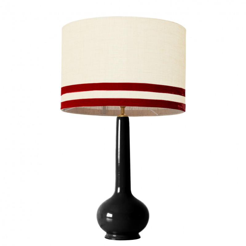 1779 -  Lamp and Svel Toasted Linen Shade with velvet stripes (75cm height)