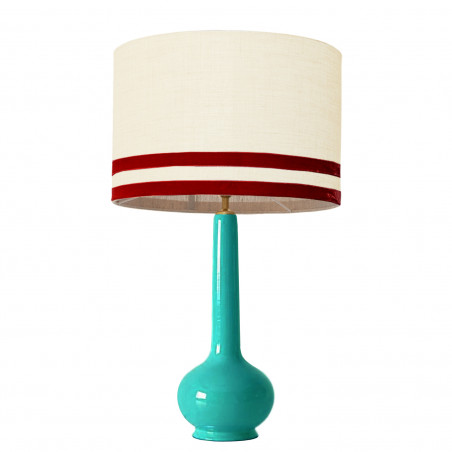 1779 -  Lamp and Svel Toasted Linen Shade with velvet stripes (75cm height)