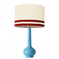 1779 -  Lamp and Svel Toasted Linen Shade with velvet stripes (75cm height)