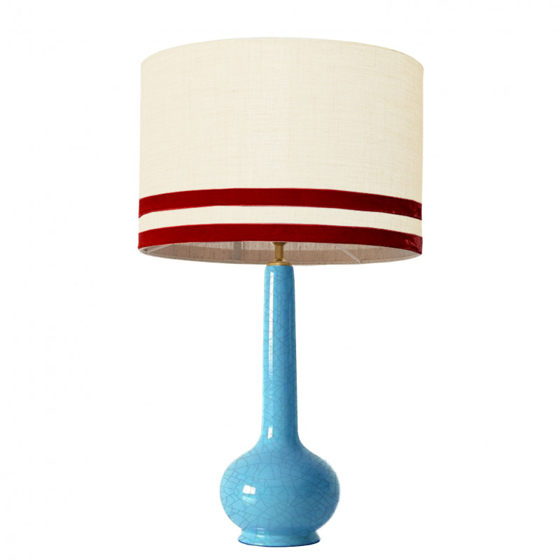 1779 -  Lamp and Svel Toasted Linen Shade with velvet stripes (75cm height)