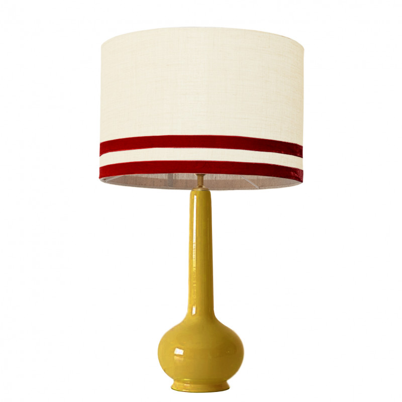 1779 -  Lamp and Svel Toasted Linen Shade with velvet stripes (75cm height)