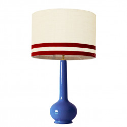 1779 -  Lamp and Svel Toasted Linen Shade with velvet stripes (75cm height)