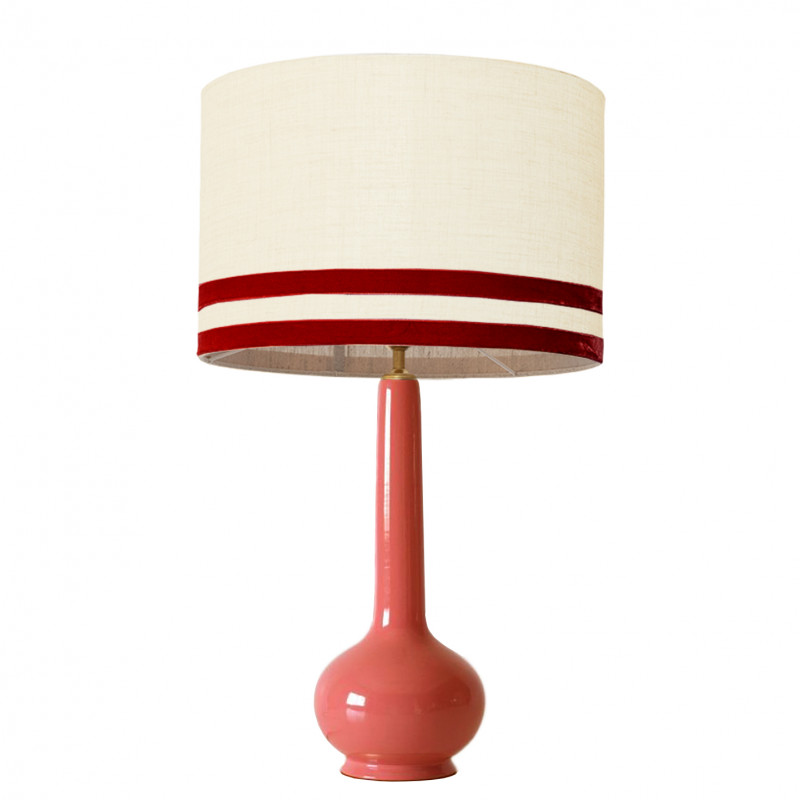 1779 -  Lamp and Svel Toasted Linen Shade with velvet stripes (75cm height)